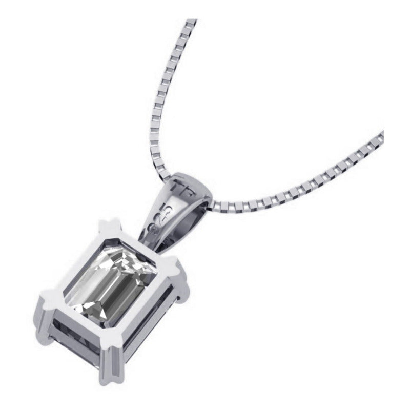 Colar Prata 925 Retangular Zirconia - Exclusivo