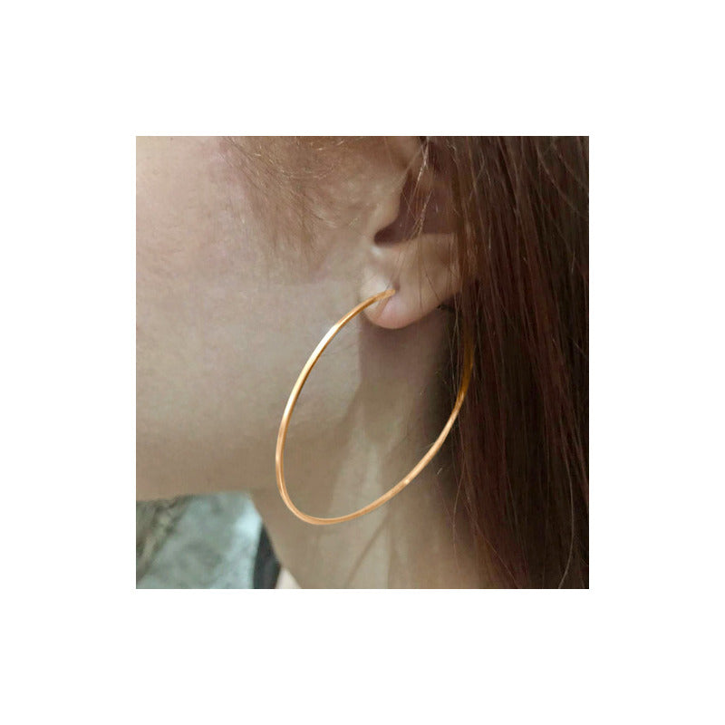 Argola Brinco Grande 7cm Prata 925 Dourada 18k Tubo Quadrado