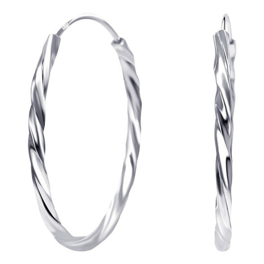 Brinco Argola Pequena De Prata 925 Redonda - 27mm Torcido