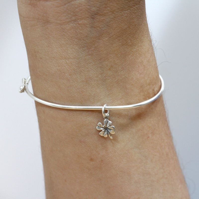Pulseira Bracelete Rígido Prata 925 - Trevo Da Sorte