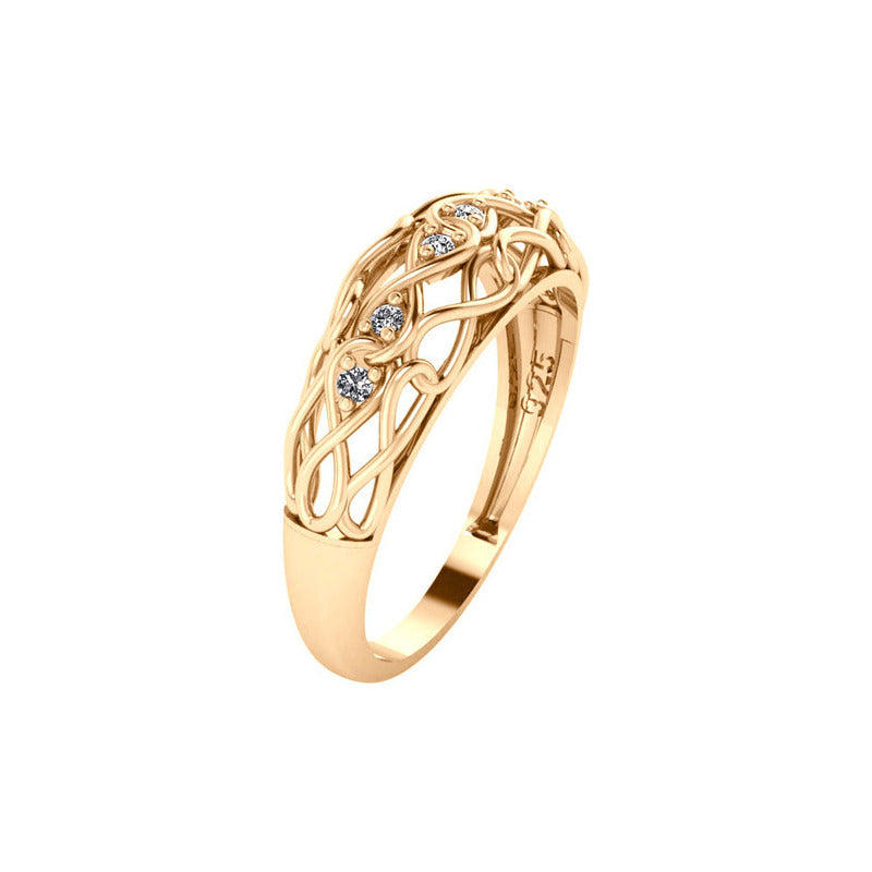 Anel Bombe Infinito Zircônias - Prata 925 Dourada 18k