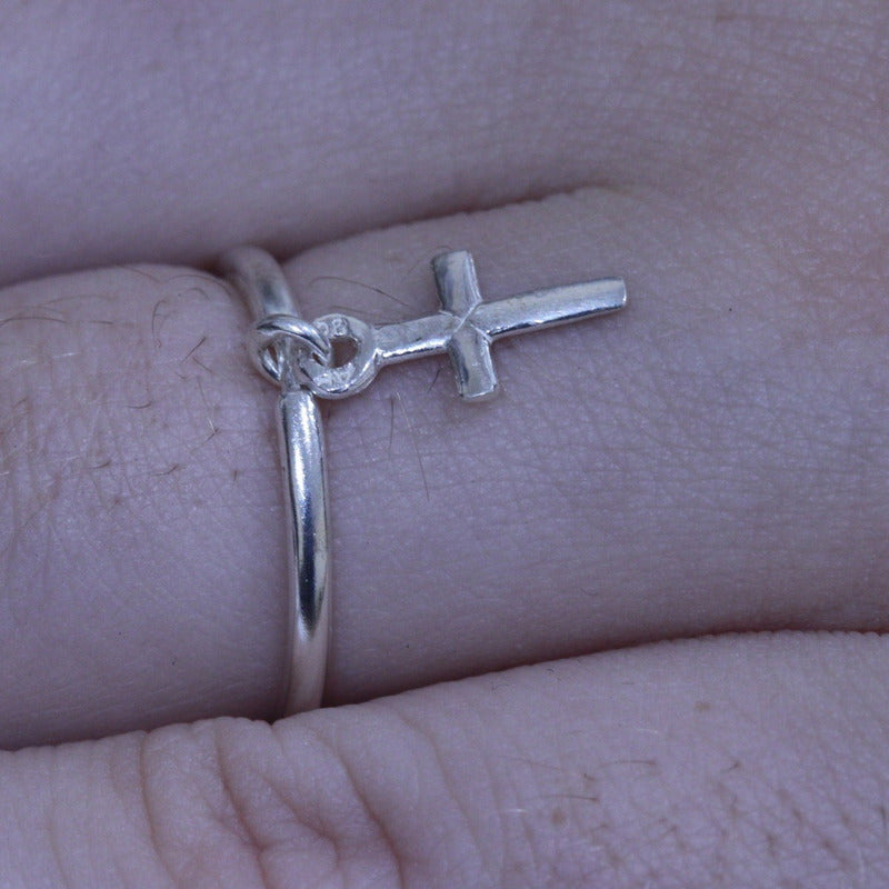 Anel Prata 925 Pingente Crucifixo Cruz - Tamanhos Exclusivos