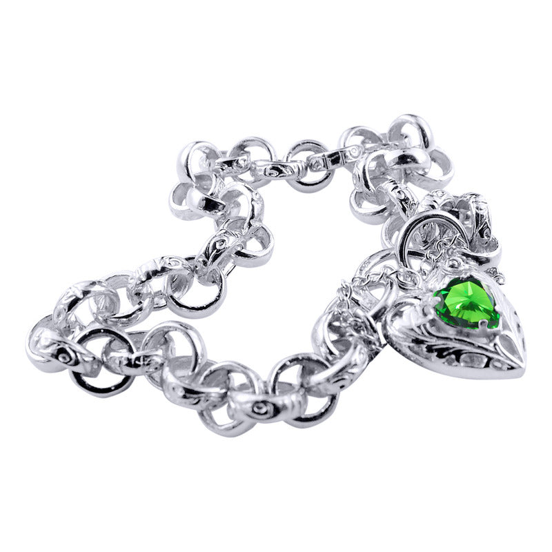 Pulseira Prata 925 Elo Portugues Pedras - Modelo Exclusivo