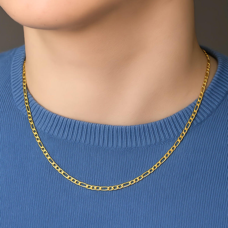 Corrente Prata 925 Dourada 18k 3x1 Fina 2.5mm Masculina 45cm