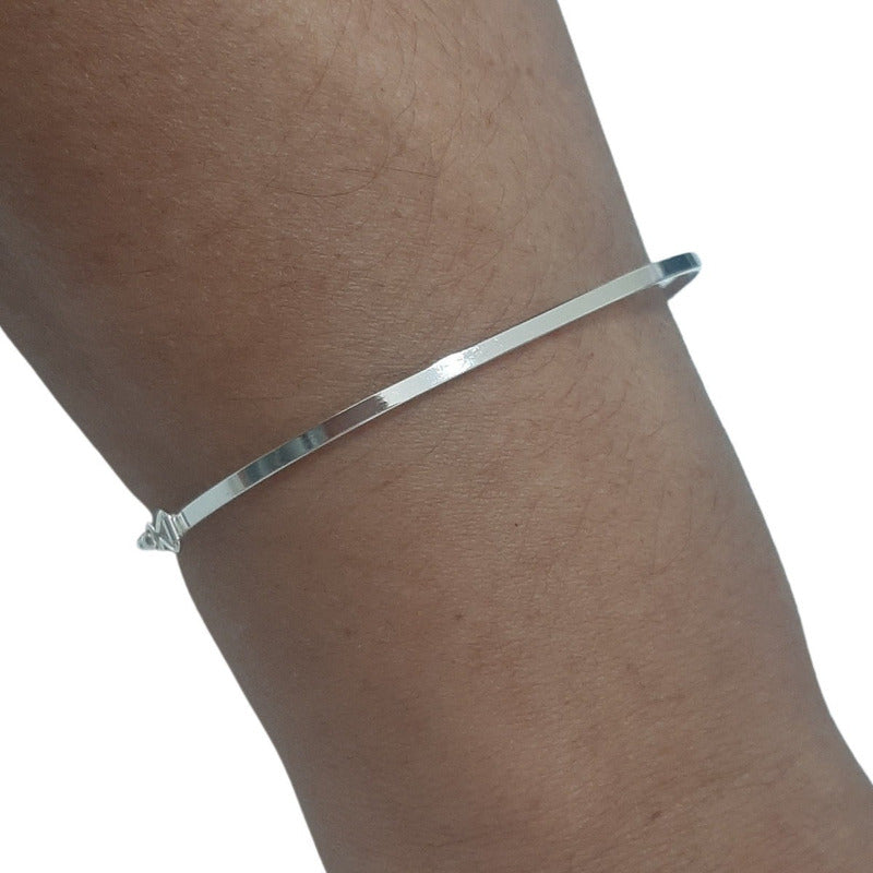 Pulseira Bracelete Rígido Pura Prata 925 -trava De Segurança