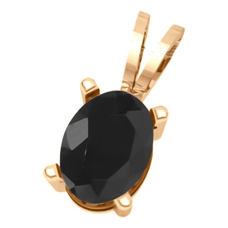 Pingente Oval Prata 925 Dourada 18k - Black Ônix