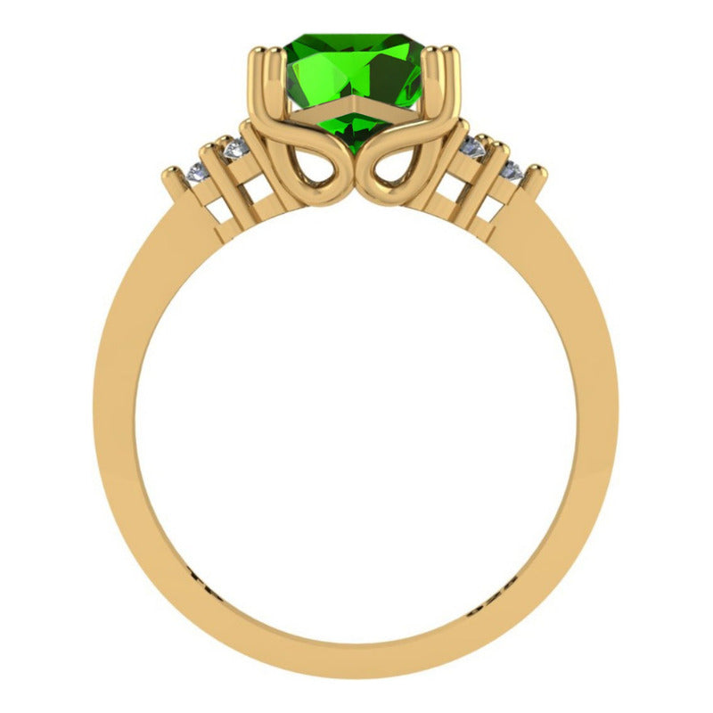 Anel Vintage Clássico Prata 925 Dourada Ouro 18k Esmeralda