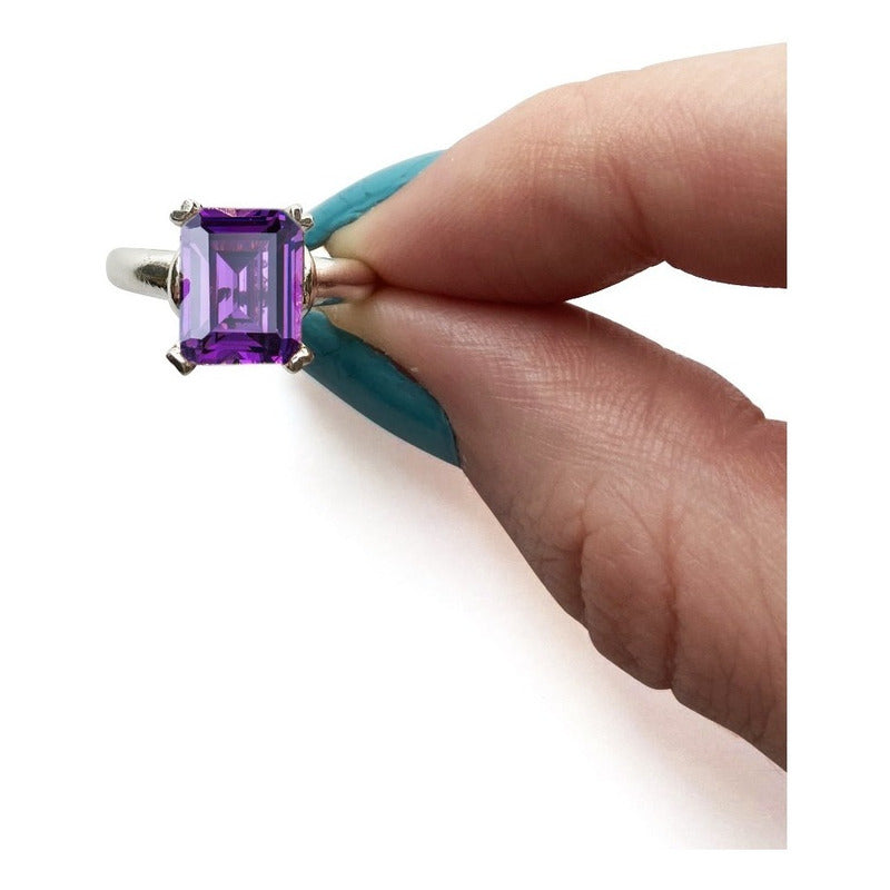 Anel Ametista Pura Prata 925 Vintage - Feminino