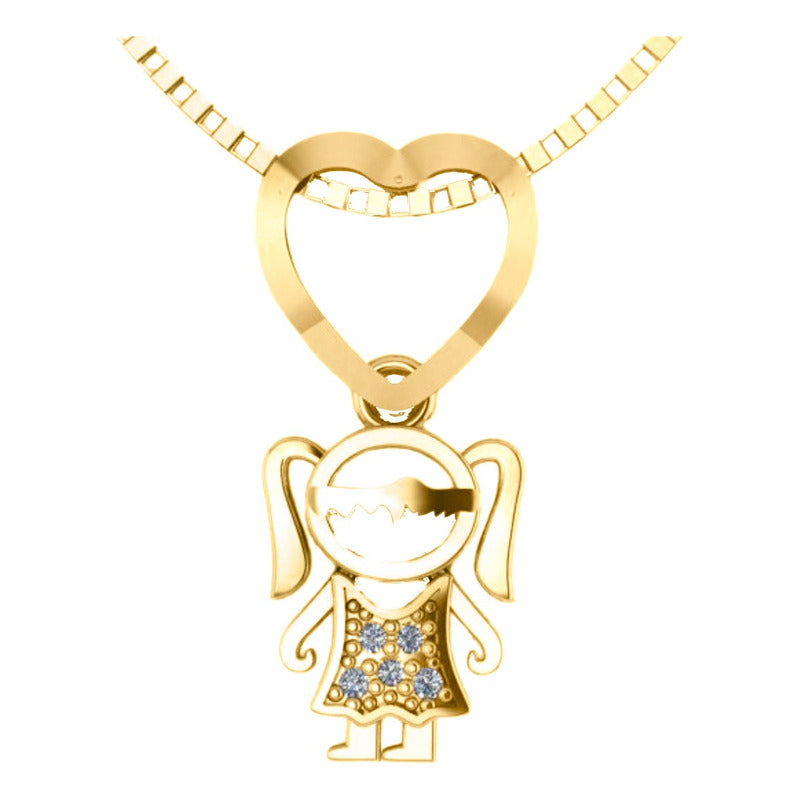 Canga 1 Girl Necklace Zirconias 925 Silver Gold 18k Gold