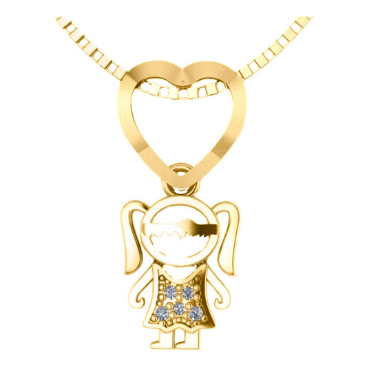Colar Canga 1 Menina Zircônias Prata 925 Dourada Ouro 18k