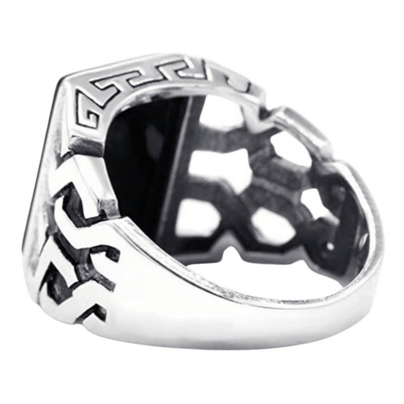 Anel Masculino Elos Prata 925 Black Onix Tamanhos Exclusivos