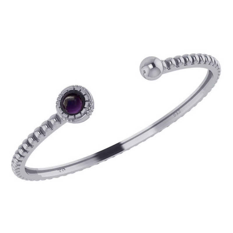 Amethyst Bracelet Rigid 925 Silver - Unisex