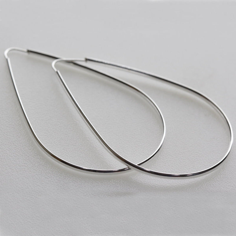 Brinco Argola Grande De Prata 925 Gota - 60mm Feminina