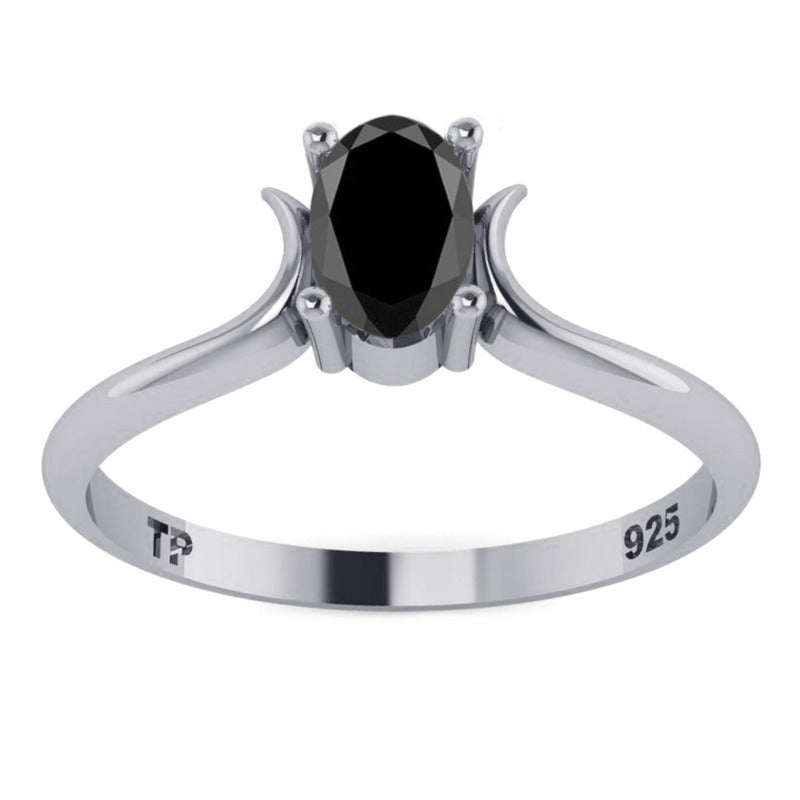 Anel Roma Black Onix Natural De Pura Prata 925 - Exclusivo