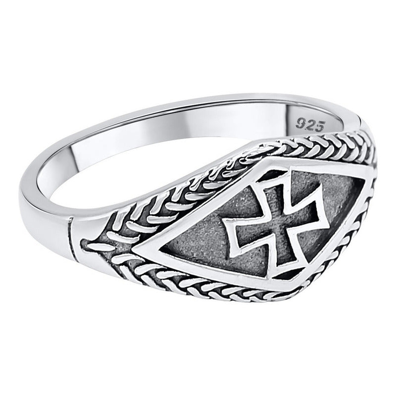 Anel Masculino Prata 925 Cruz De Malta Templários- Exclusivo