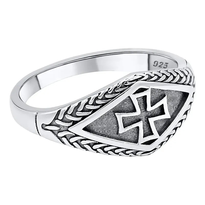 Anel Masculino Prata 925 Cruz De Malta Templários- Exclusivo