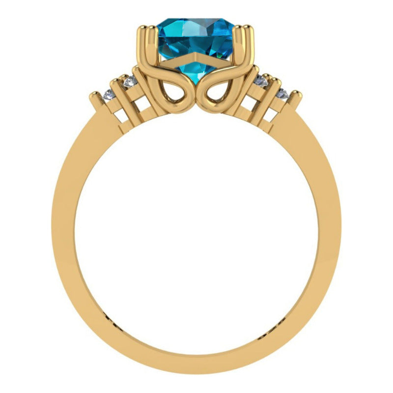 Classic Vintage Ring 925 Silver 18k Gold Blue Topaz