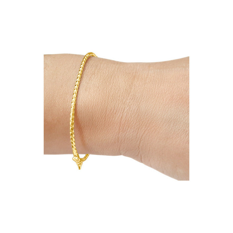 Pulseira Bracelete Rígido Torcido - Prata 925 Dourada 18k