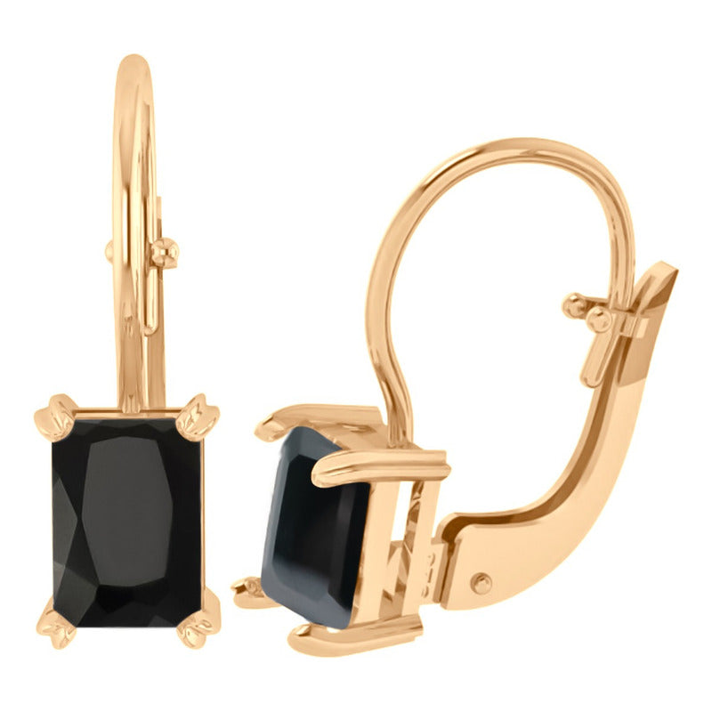 Kit Anel E Brinco Vintage Prata 925 Dourada 18k - Black Ônix