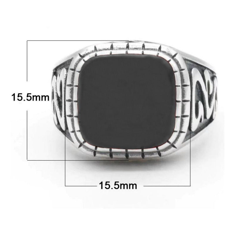 Anel Masculino Esculpido Prata 925 Black Onix Lançamento