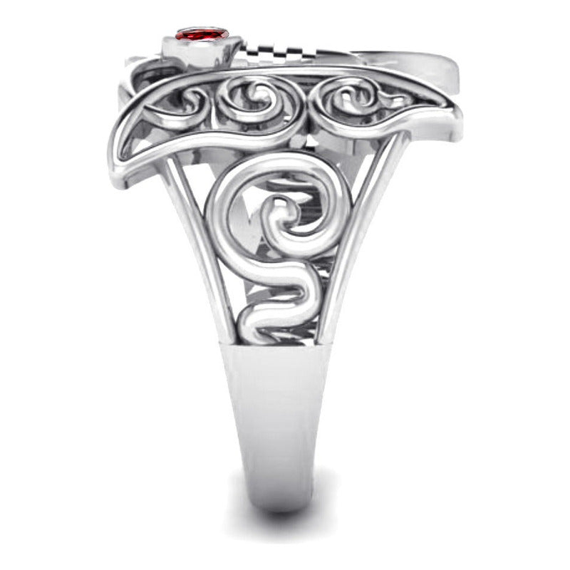 Celtic Butterfly Ring Pure Silver 925 Garnet - Exclusive