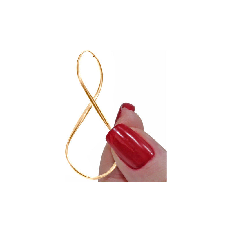 Argola Brinco 3,8cm Infinito Prata 925 Dourada 18k- Feminino