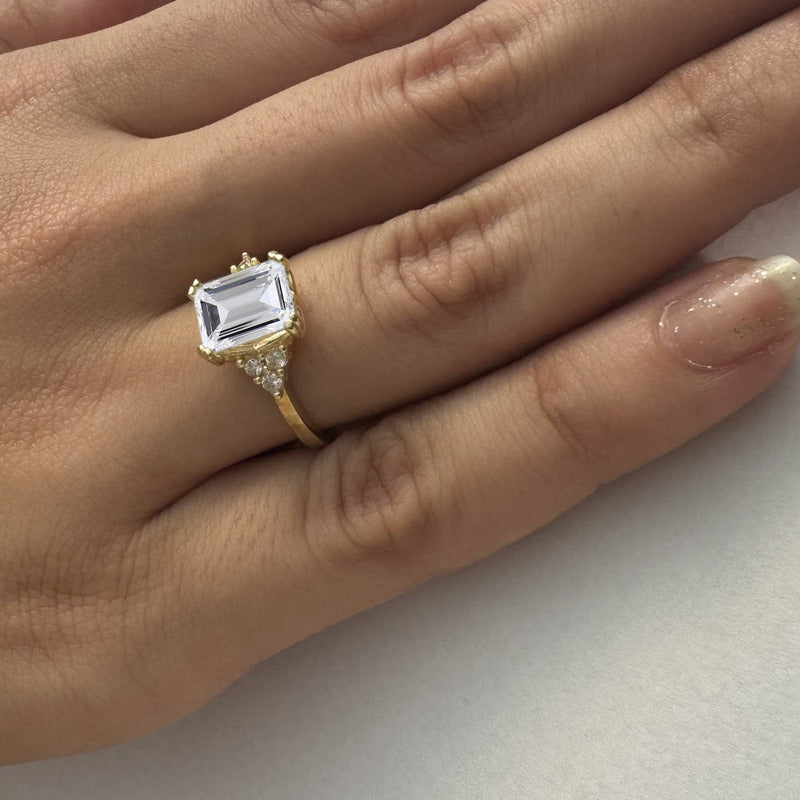 Classic Vintage Ring 925 Silver Gold 18k Gold Zirconia