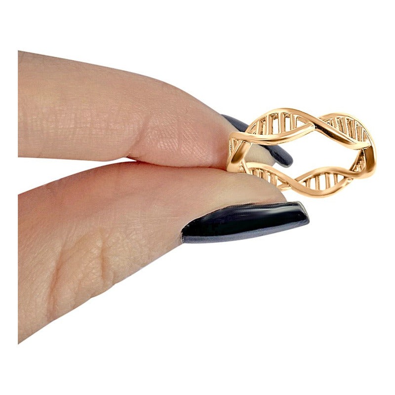 Anel Dna Genoma Biologia Prata 925 Dourada Ouro 18k