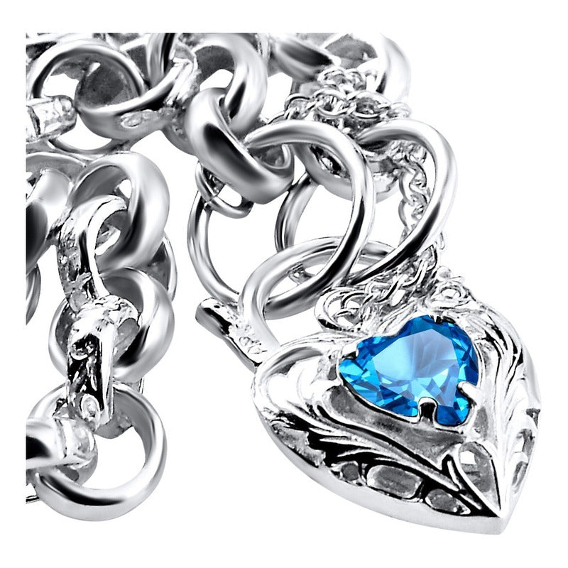 Pulseira Prata 925 Elo Portugues Pedras - Modelo Exclusivo