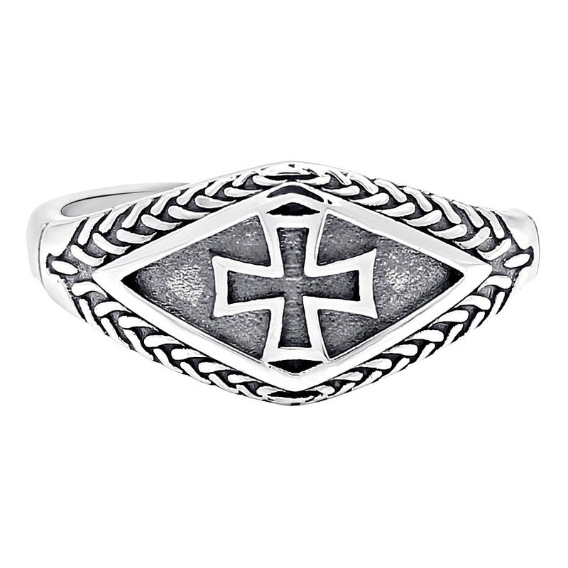 Anel Masculino Prata 925 Cruz De Malta Templários- Exclusivo