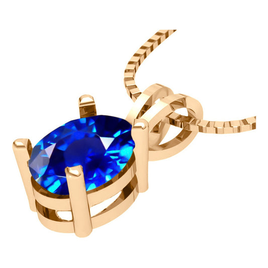 Colar Pingente Oval Prata 925 Dourada 18k - Safira