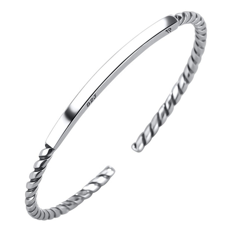 Pulseira Bracelete Torcido Rígido Maciço Prata 925 - Unissex