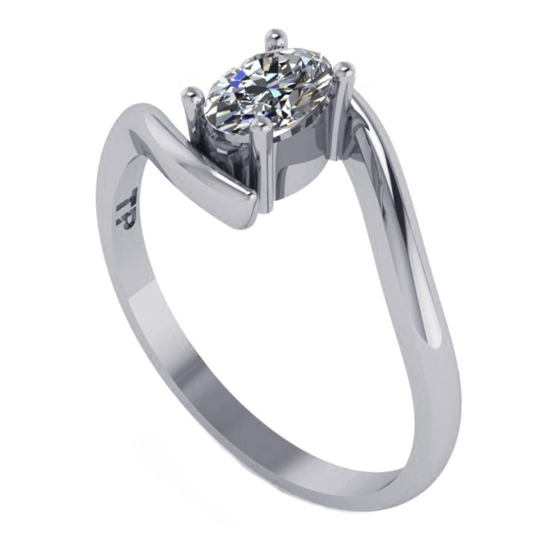 Anel De Prata 925 Solitário Miami Zirconia - Feminino