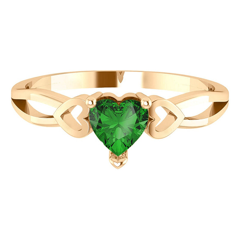 Anel Eterno Coração Pura Prata 925 Dourada Ouro18k Esmeralda
