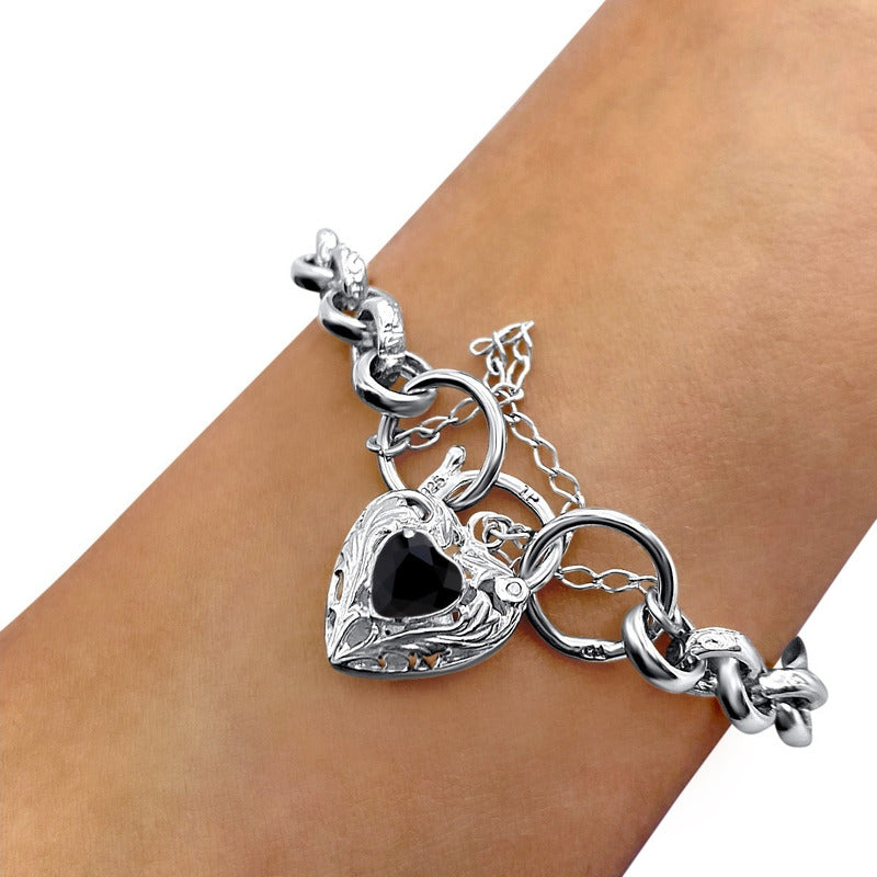 Pulseira Prata 925 Elo Portugues Pedras - Modelo Exclusivo