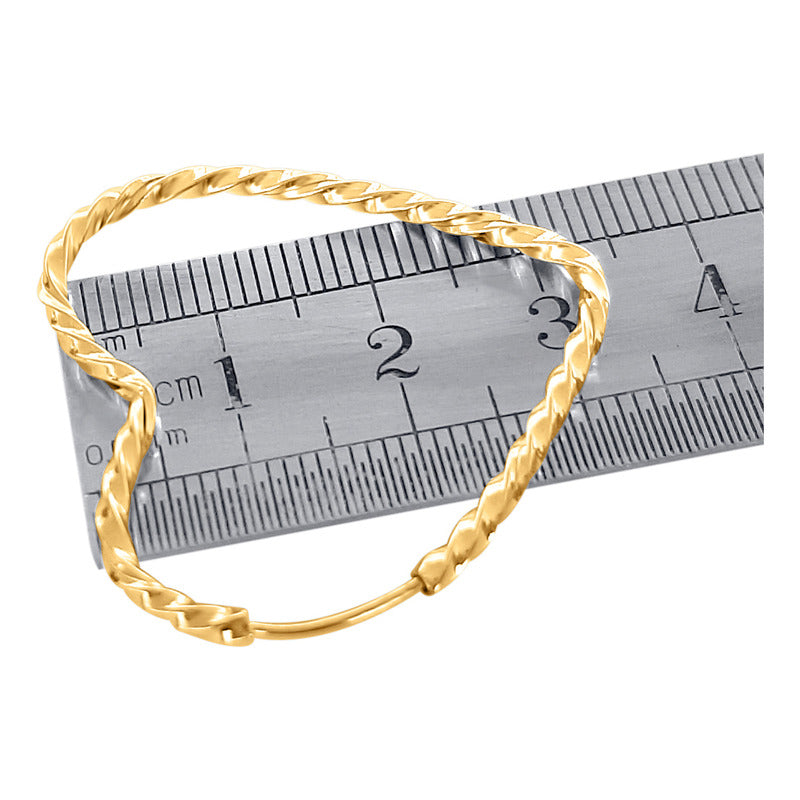 Brinco Argola Torcida Prata 925 Dourada 18k Coração - 30mm