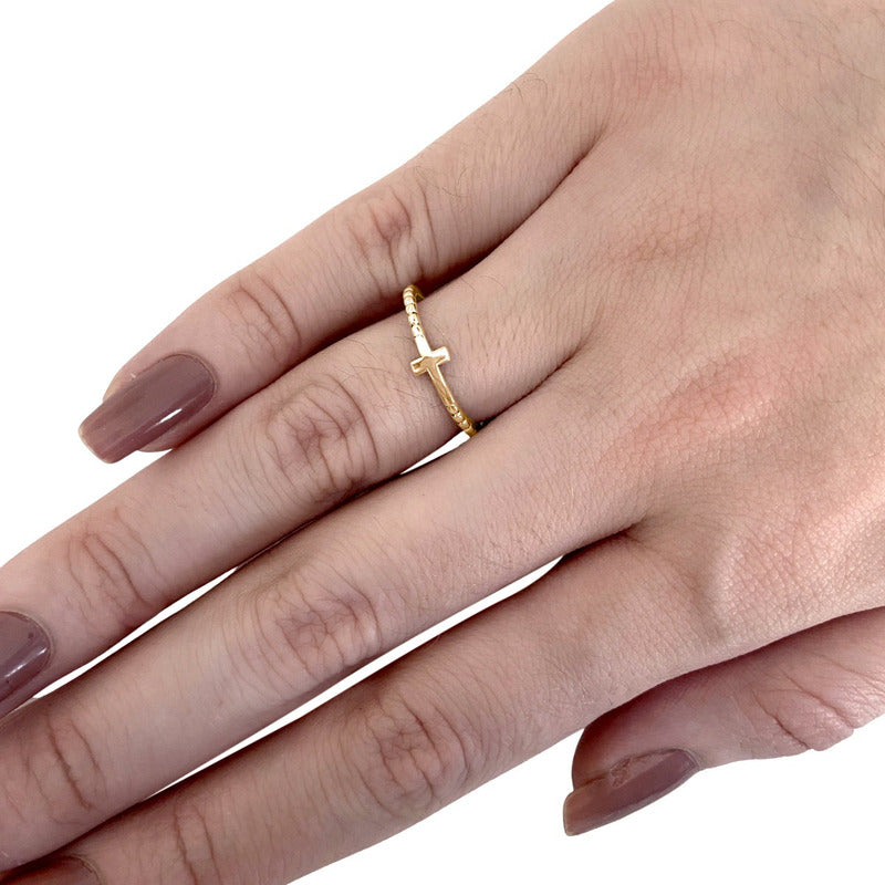 Anel Cruz De Prata 925 Dourada 18k - Melhor Valor