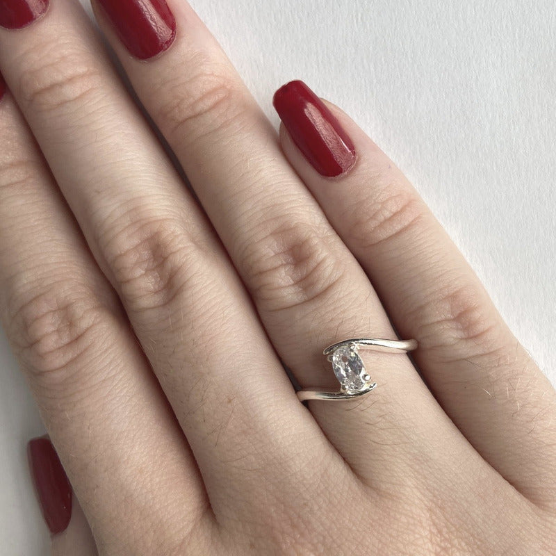 Anel De Prata 925 Solitário Miami Zirconia - Feminino