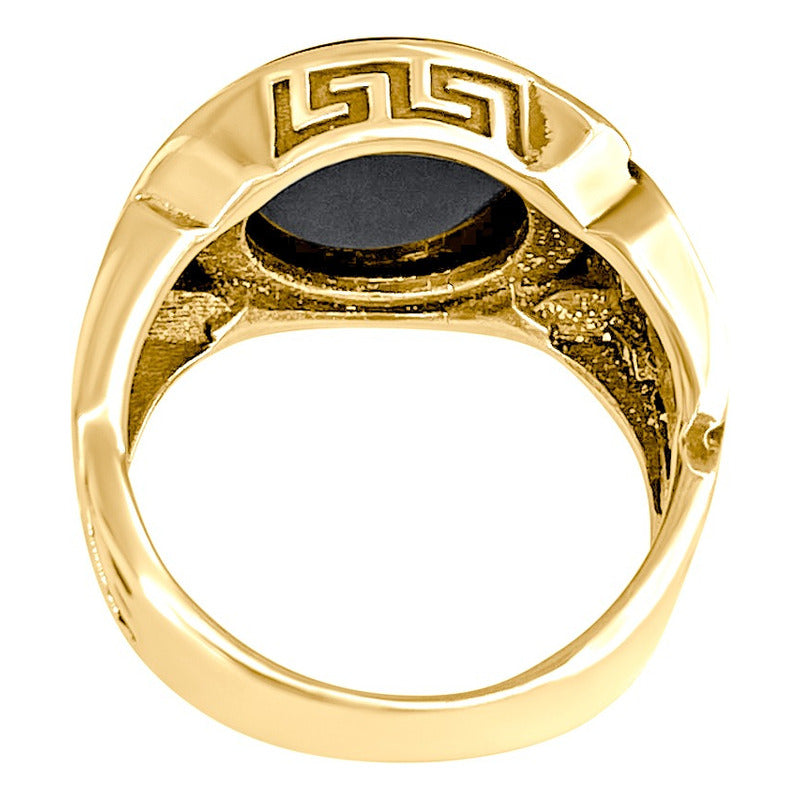 Anel Elos Redondo Prata 925 Dourada Ouro 18k - Black Onix