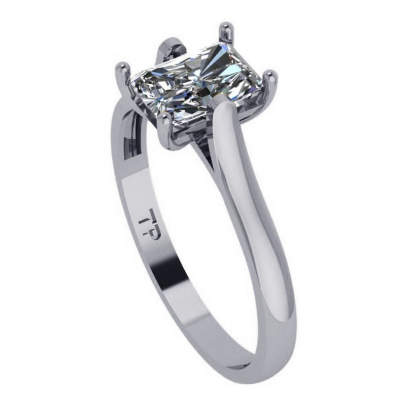 Anel Solitário Prata 925 Zirconia Retangular - Exclusivo