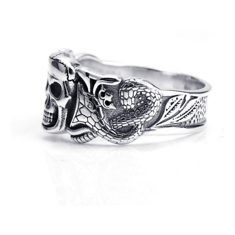 Anel Pura Prata 925 Masculino Caveira - Tamanhos Exclusivos