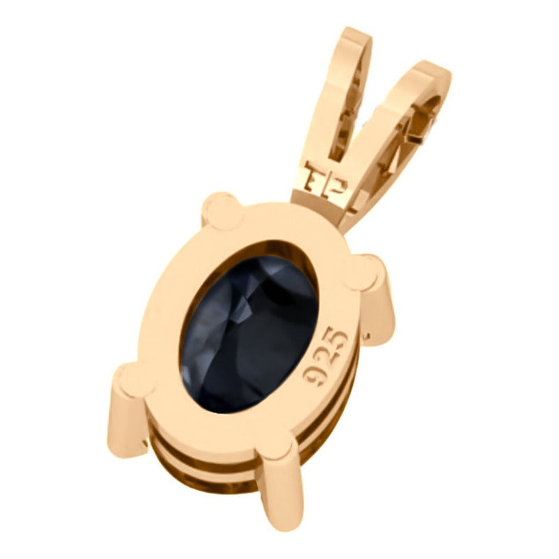 Pingente Oval Prata 925 Dourada 18k - Black Ônix