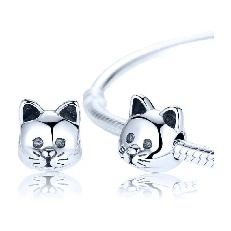 Berloque Gatinho Prata 925 Charm - Exclusivo - Compre Joias Direto Da Fábrica E Economize Dinheiro Prata