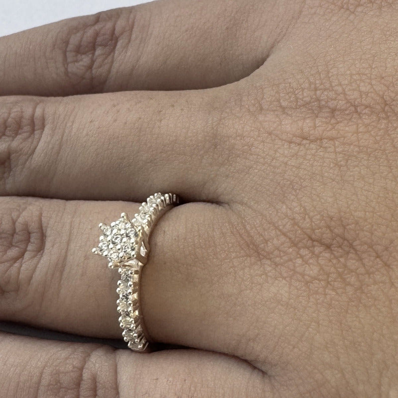 Shower Ring with Zirconias Studded in 925 Silver - Women's