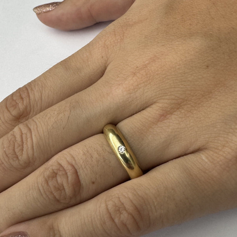 Anel Zircônia Bombe Prata 925 Dourada 18k - Feminina