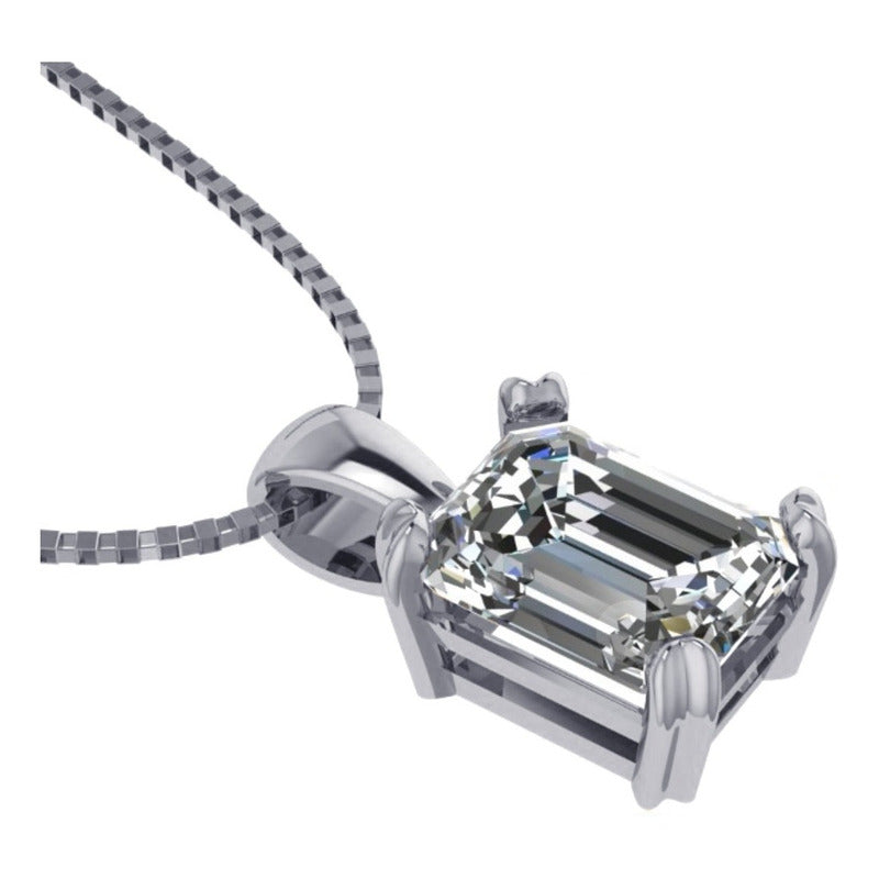 Colar Prata 925 Retangular Zirconia - Exclusivo