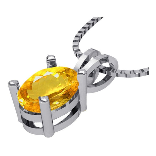 Colar Citrino Prata 925 Oval 8x6mm - Corrente Veneziana