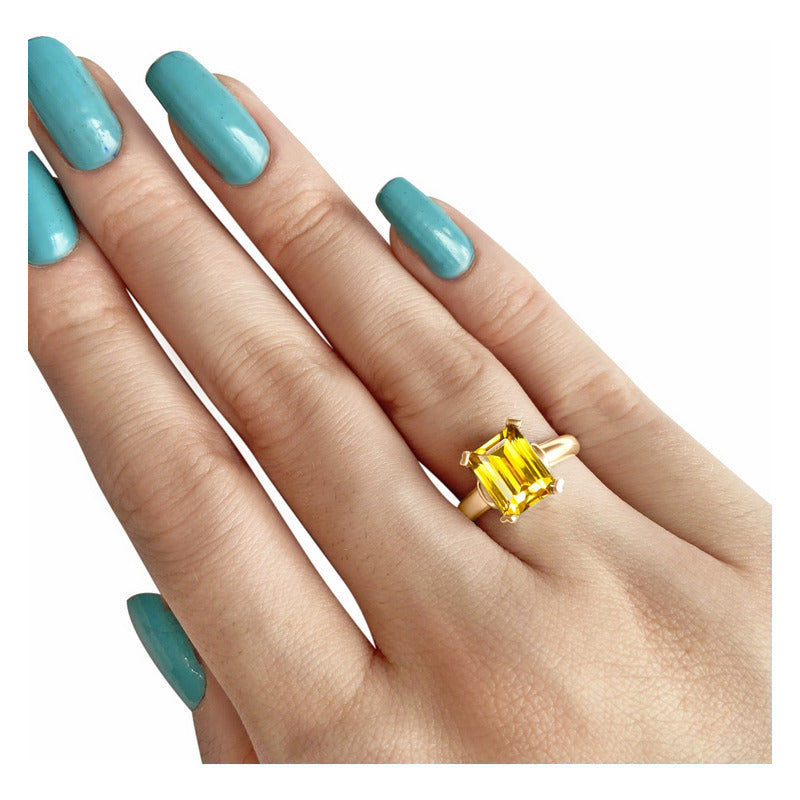 Vintage Citrine Ring 925 Silver Gold 18k Gold - Women