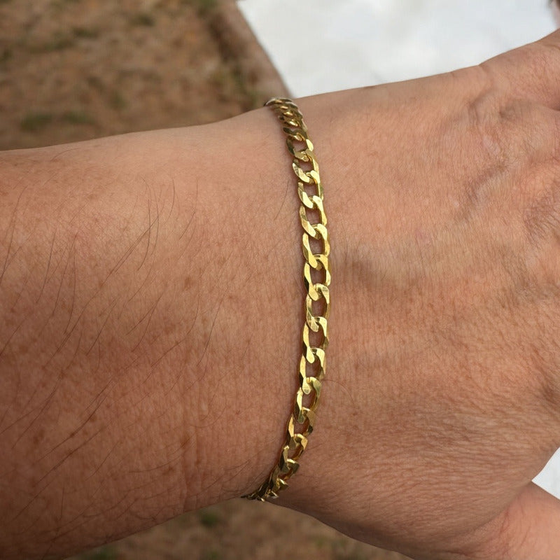 Pulseira Prata 925 Dourada 18k Grumet Maciça - 5mm