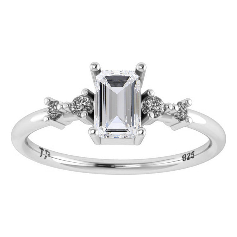 Rectangular Vienna Ring Pure 925 Silver - Zirconia